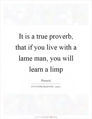 It is a true proverb, that if you live with a lame man, you will learn a limp Picture Quote #1