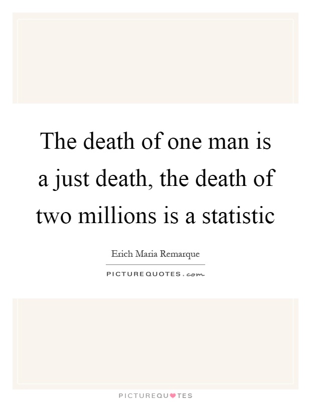 The death of one man is a just death, the death of two millions is a statistic Picture Quote #1