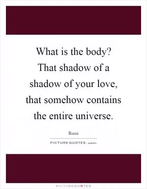 What is the body? That shadow of a shadow of your love, that somehow contains the entire universe Picture Quote #1