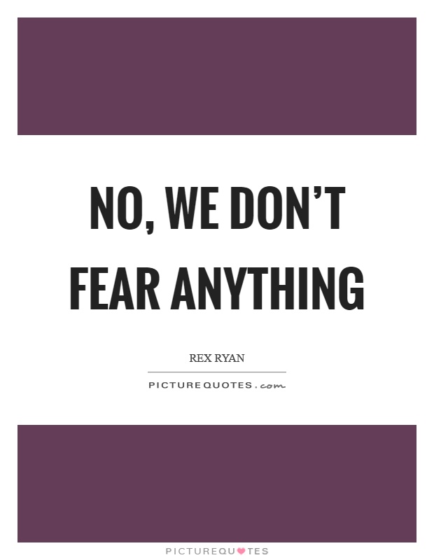 No, we don't fear anything Picture Quote #1