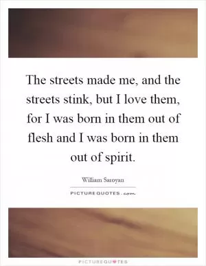 The streets made me, and the streets stink, but I love them, for I was born in them out of flesh and I was born in them out of spirit Picture Quote #1