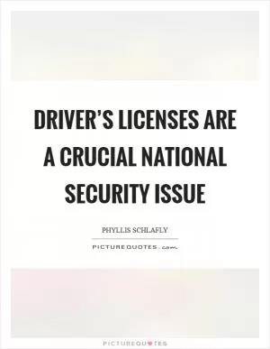 Driver’s licenses are a crucial national security issue Picture Quote #1
