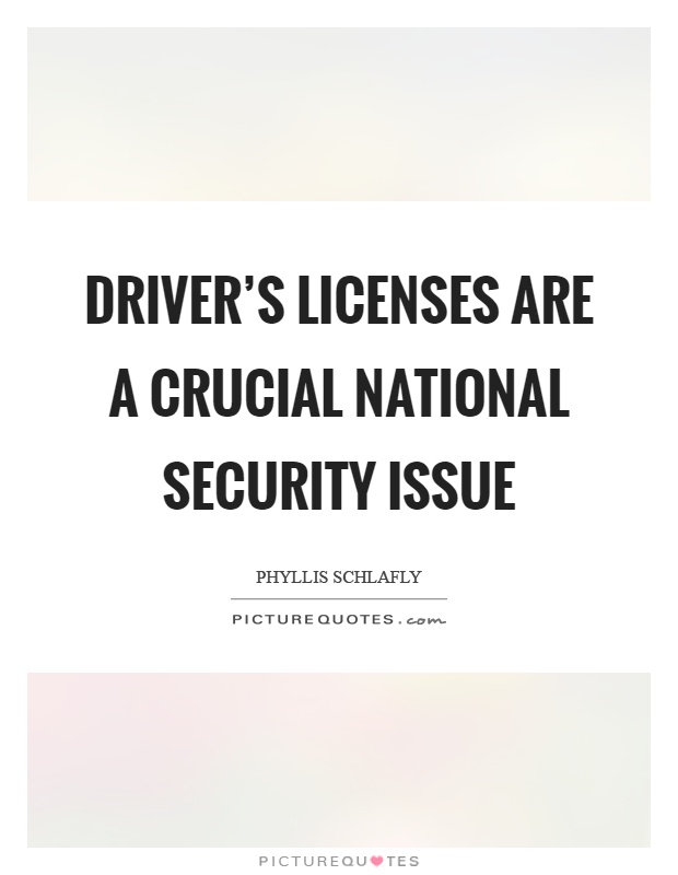 Driver's licenses are a crucial national security issue Picture Quote #1