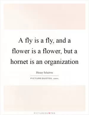 A fly is a fly, and a flower is a flower, but a hornet is an organization Picture Quote #1