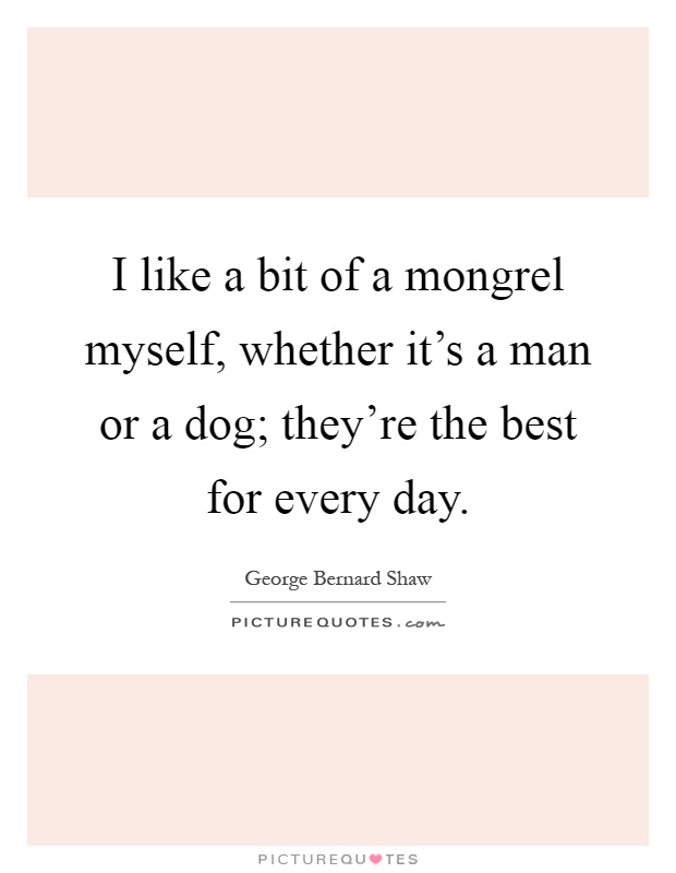 I like a bit of a mongrel myself, whether it's a man or a dog; they're the best for every day Picture Quote #1