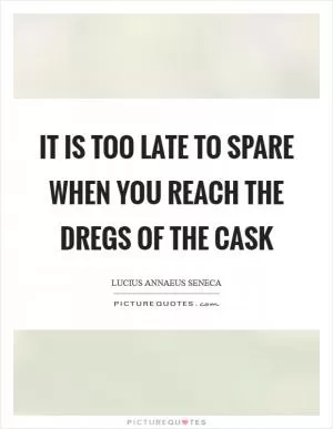 It is too late to spare when you reach the dregs of the cask Picture Quote #1
