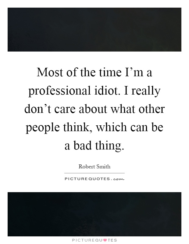 Most of the time I'm a professional idiot. I really don't care about what other people think, which can be a bad thing Picture Quote #1