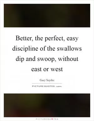Better, the perfect, easy discipline of the swallows dip and swoop, without east or west Picture Quote #1