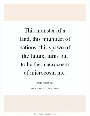 This monster of a land, this mightiest of nations, this spawn of the future, turns out to be the macrocosm of microcosm me Picture Quote #1
