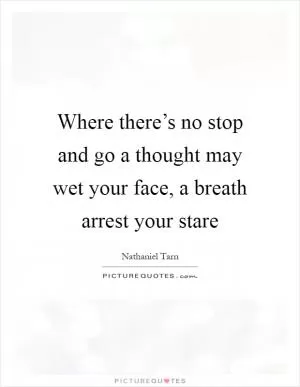 Where there’s no stop and go a thought may wet your face, a breath arrest your stare Picture Quote #1