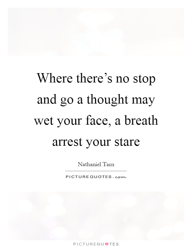 Where there's no stop and go a thought may wet your face, a breath arrest your stare Picture Quote #1