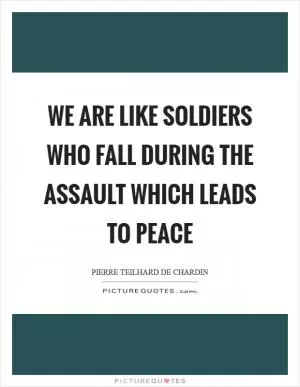 We are like soldiers who fall during the assault which leads to peace Picture Quote #1