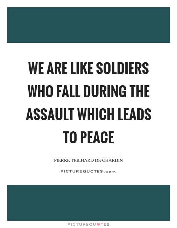 We are like soldiers who fall during the assault which leads to peace Picture Quote #1