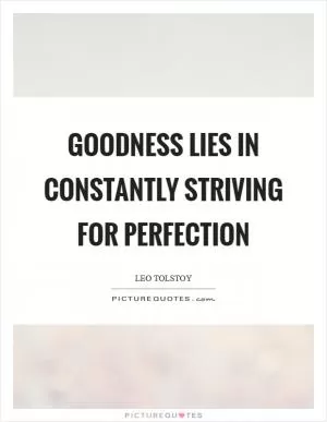 Goodness lies in constantly striving for perfection Picture Quote #1