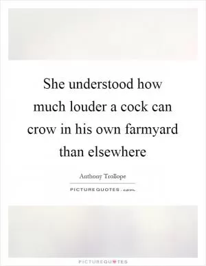 She understood how much louder a cock can crow in his own farmyard than elsewhere Picture Quote #1