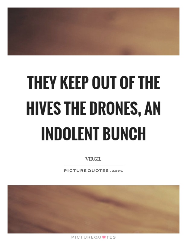 They keep out of the hives the drones, an indolent bunch Picture Quote #1