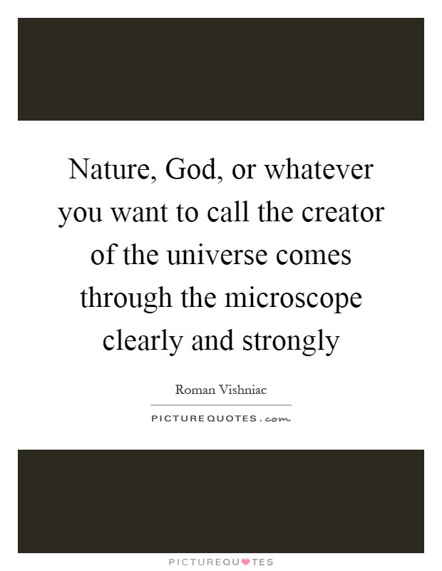 Nature, God, or whatever you want to call the creator of the universe comes through the microscope clearly and strongly Picture Quote #1