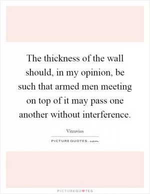 The thickness of the wall should, in my opinion, be such that armed men meeting on top of it may pass one another without interference Picture Quote #1