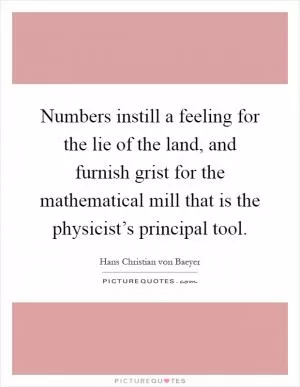 Numbers instill a feeling for the lie of the land, and furnish grist for the mathematical mill that is the physicist’s principal tool Picture Quote #1