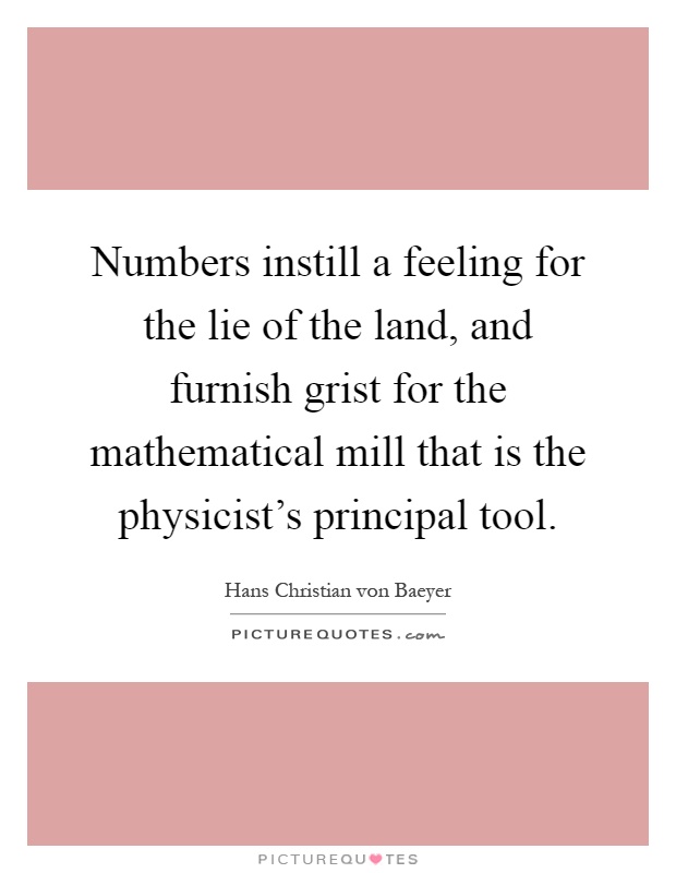 Numbers instill a feeling for the lie of the land, and furnish grist for the mathematical mill that is the physicist's principal tool Picture Quote #1