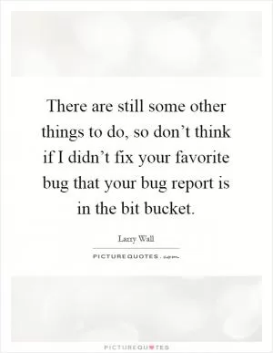 There are still some other things to do, so don’t think if I didn’t fix your favorite bug that your bug report is in the bit bucket Picture Quote #1
