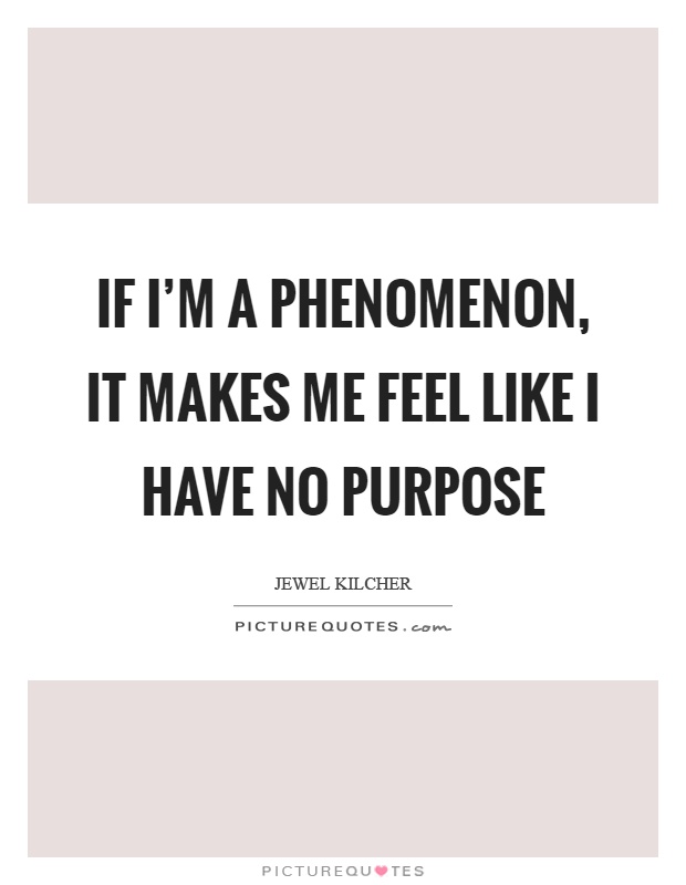 If I'm a phenomenon, it makes me feel like I have no purpose Picture Quote #1