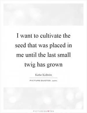 I want to cultivate the seed that was placed in me until the last small twig has grown Picture Quote #1