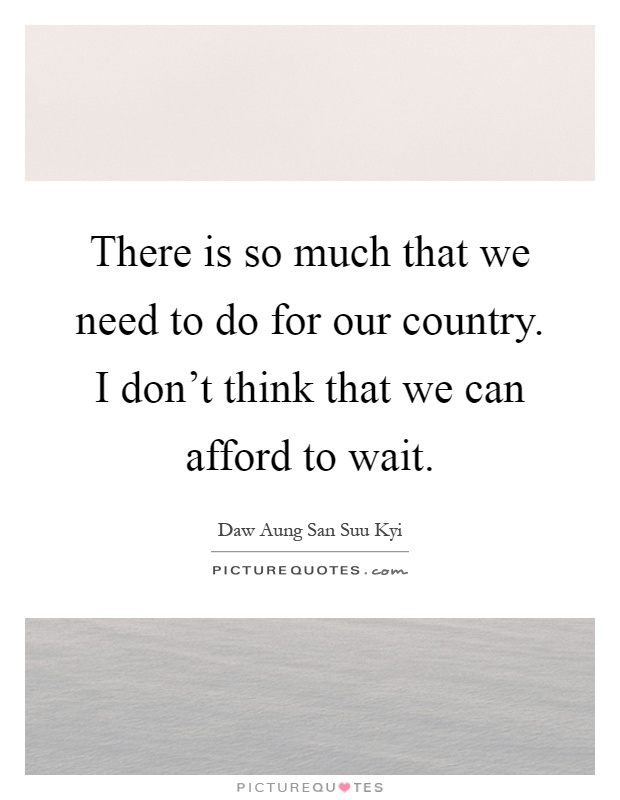There is so much that we need to do for our country. I don't think that we can afford to wait Picture Quote #1