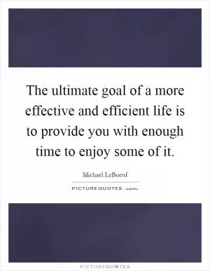The ultimate goal of a more effective and efficient life is to provide you with enough time to enjoy some of it Picture Quote #1