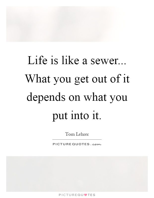 Life is like a sewer... What you get out of it depends on what you put into it Picture Quote #1