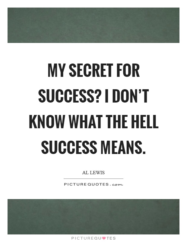 My secret for success? I don't know what the hell success means Picture Quote #1