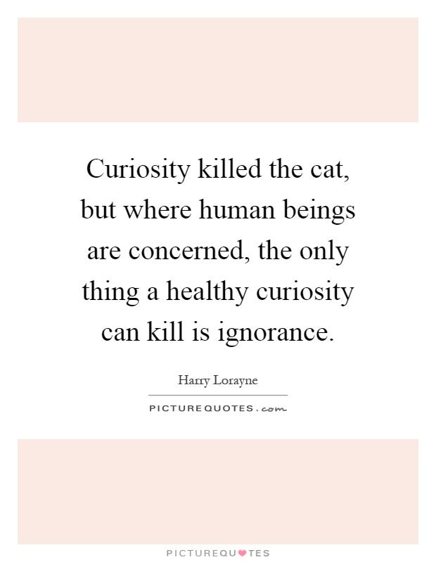 Curiosity killed the cat, but where human beings are concerned, the only thing a healthy curiosity can kill is ignorance Picture Quote #1