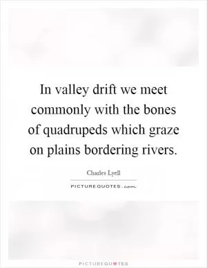In valley drift we meet commonly with the bones of quadrupeds which graze on plains bordering rivers Picture Quote #1