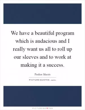 We have a beautiful program which is audacious and I really want us all to roll up our sleeves and to work at making it a success Picture Quote #1