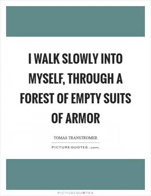 I walk slowly into myself, through a forest of empty suits of armor Picture Quote #1