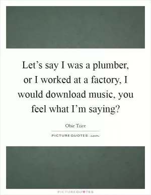 Let’s say I was a plumber, or I worked at a factory, I would download music, you feel what I’m saying? Picture Quote #1