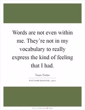 Words are not even within me. They’re not in my vocabulary to really express the kind of feeling that I had Picture Quote #1