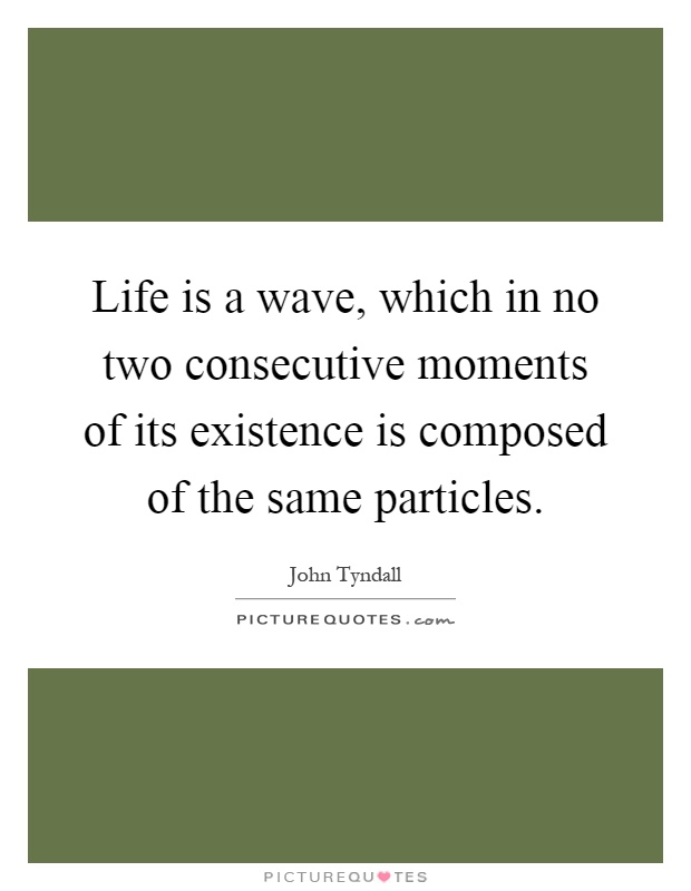 Life is a wave, which in no two consecutive moments of its existence is composed of the same particles Picture Quote #1