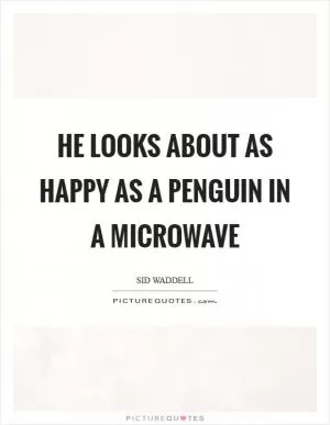 He looks about as happy as a penguin in a microwave Picture Quote #1
