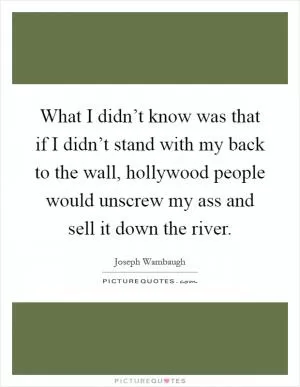 What I didn’t know was that if I didn’t stand with my back to the wall, hollywood people would unscrew my ass and sell it down the river Picture Quote #1