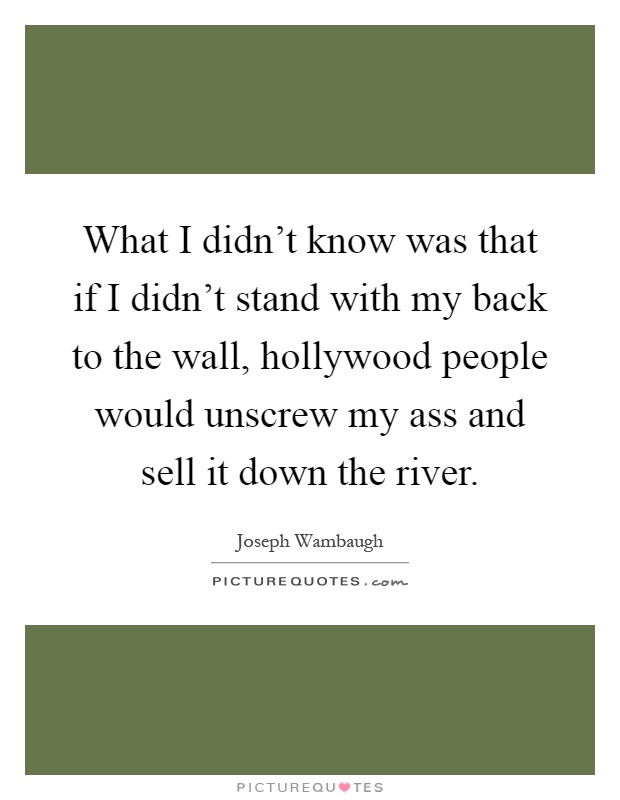 What I didn't know was that if I didn't stand with my back to the wall, hollywood people would unscrew my ass and sell it down the river Picture Quote #1