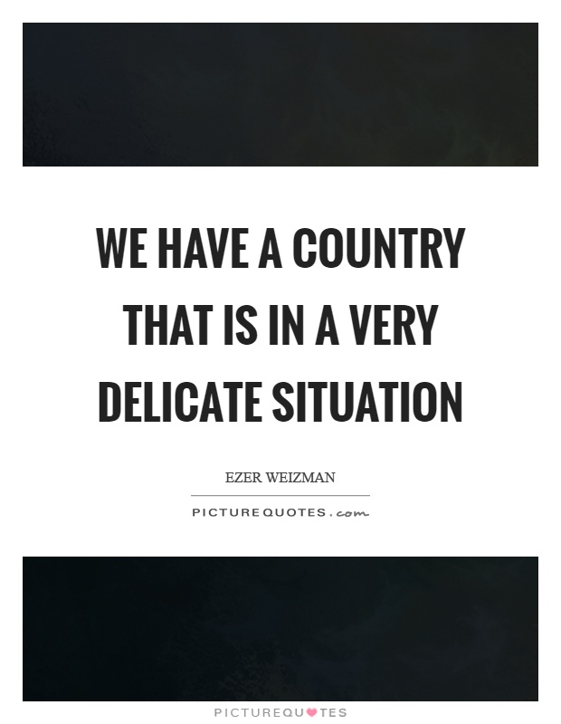 We have a country that is in a very delicate situation Picture Quote #1