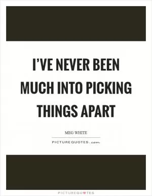 I’ve never been much into picking things apart Picture Quote #1