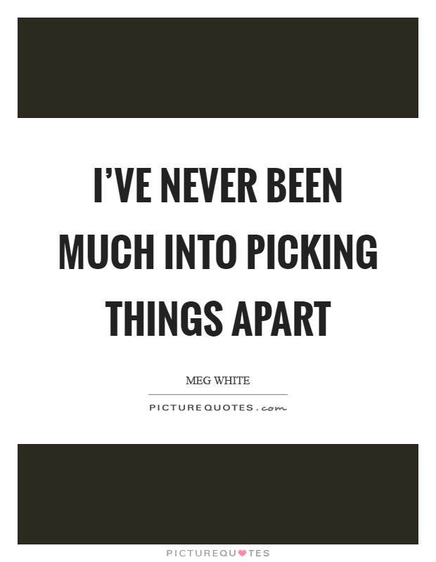 I've never been much into picking things apart Picture Quote #1