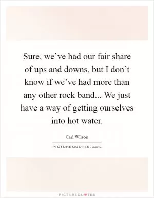 Sure, we’ve had our fair share of ups and downs, but I don’t know if we’ve had more than any other rock band... We just have a way of getting ourselves into hot water Picture Quote #1