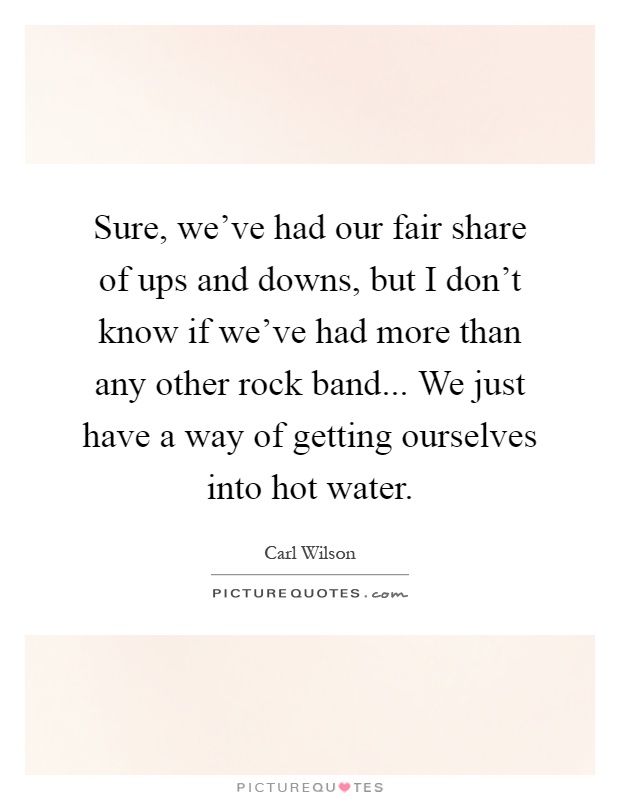 Sure, we've had our fair share of ups and downs, but I don't know if we've had more than any other rock band... We just have a way of getting ourselves into hot water Picture Quote #1
