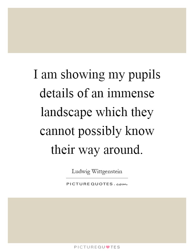I am showing my pupils details of an immense landscape which they cannot possibly know their way around Picture Quote #1