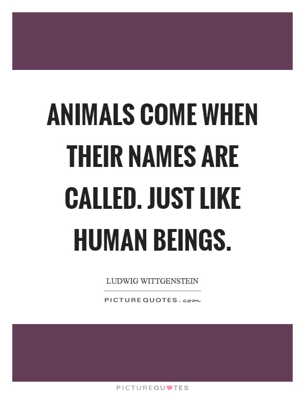 Animals come when their names are called. Just like human beings Picture Quote #1
