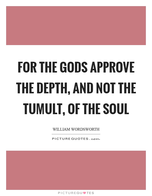 For the gods approve the depth, and not the tumult, of the soul Picture Quote #1