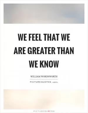 We feel that we are greater than we know Picture Quote #1